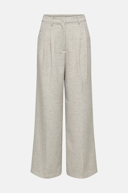 Pantalon beige de JDY, avec jambes larges et plis sur le devant.