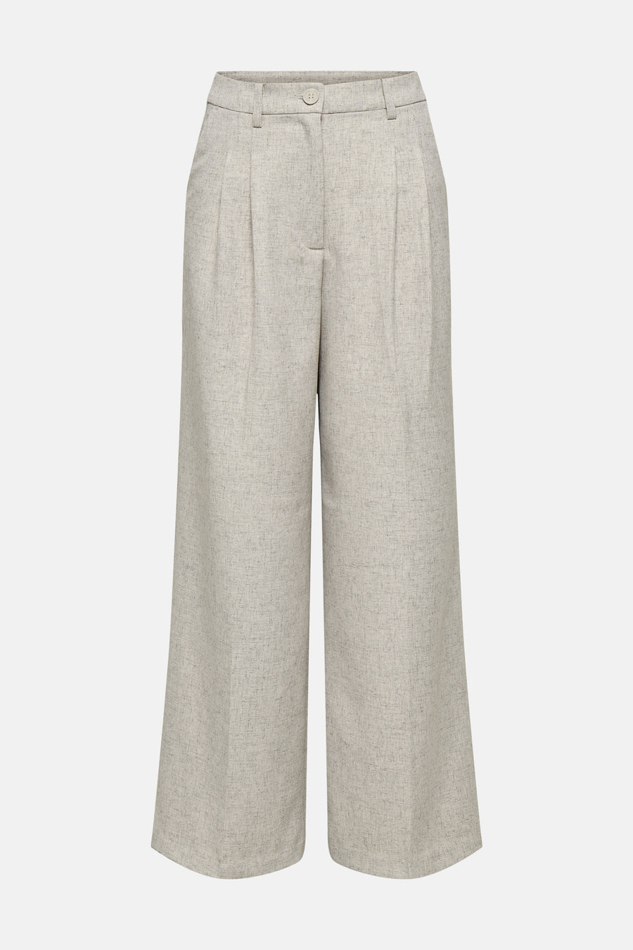 Pantalon beige de JDY, avec jambes larges et plis sur le devant.