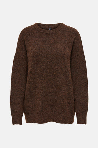 Pull marron avec col rond ONLY, en une douce texture.