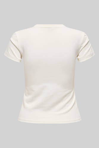 Wit T-shirt met korte mouwen van ONLY, effen achterkant.
