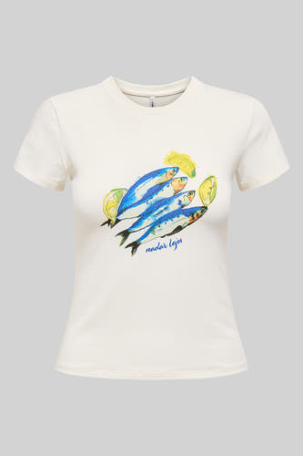 T-shirt blanc à manches courtes d'ONLY®, version arrière, couleur unie.