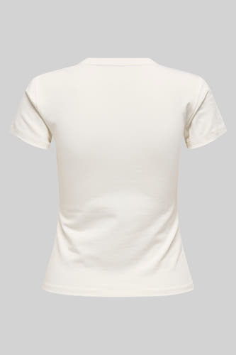Wit T-shirt met korte mouwen van ONLY®, achterkant weergegeven, effen kleur.