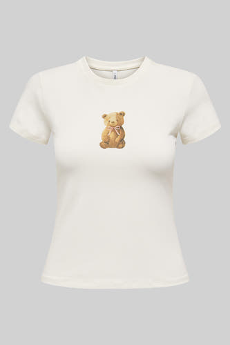 T-shirt blanc à manches courtes de ONLY®, représenté sur un fond gris.
