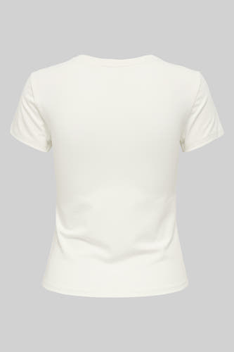 Wit T-shirt met korte mouwen van ONLY, achteraanzicht.
