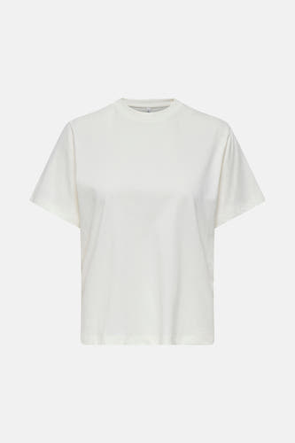 T-shirt blanc à manches courtes d'ONLY, uni et avec un col rond.