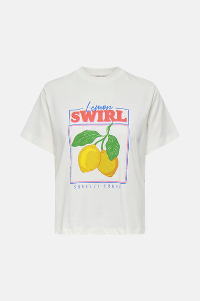 T-shirt blanc à manches courtes de ONLY®, couleur unie et col simple.