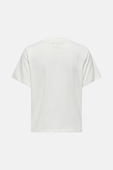 Wit T-shirt met korte mouwen van ONLY®, effen kleur en eenvoudige halslijn.