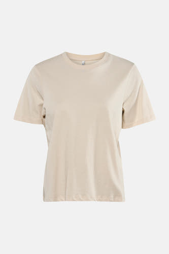T-shirt écru à manches courtes ONLY®, uni et modèle classique.