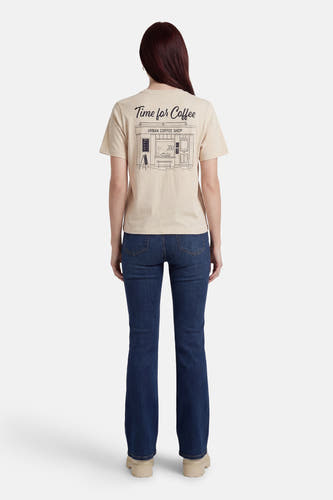 T-shirt écru à manches courtes ONLY, avec un motif de café imprimé au dos.