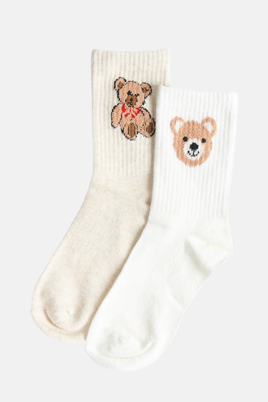 Chaussettes beige de ONLY Essentials avec un teddy bear brodé.