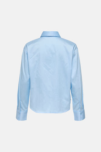 Chemise bleue à manches longues de JDY, vue de dos avec fermeture boutonnée aux poignets.