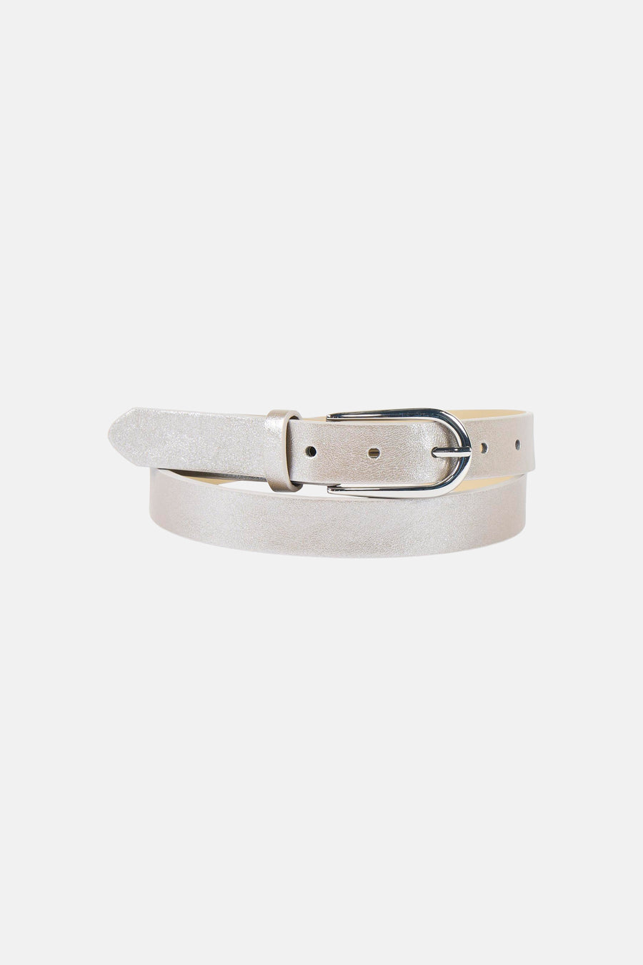 Ceinture argentée de ONLY avec une finition brillante et une boucle argentée.