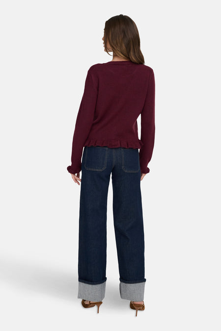 JDYLETTY L/S ON FRILL CARDIGAN KNT NOOS