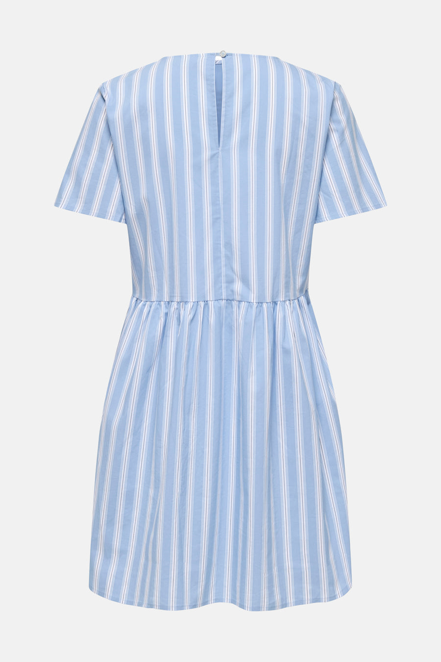 Robe bleue à manches courtes de JDY, rayée avec une fermeture à boutons au dos.