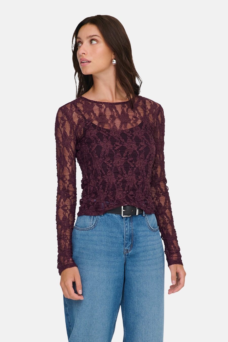 ONLALBA L/S LACE TOP JRS