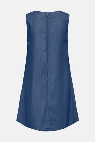 Robe sans manches en denim bleu foncé ONLY® avec fermeture éclair au dos et couture verticale.