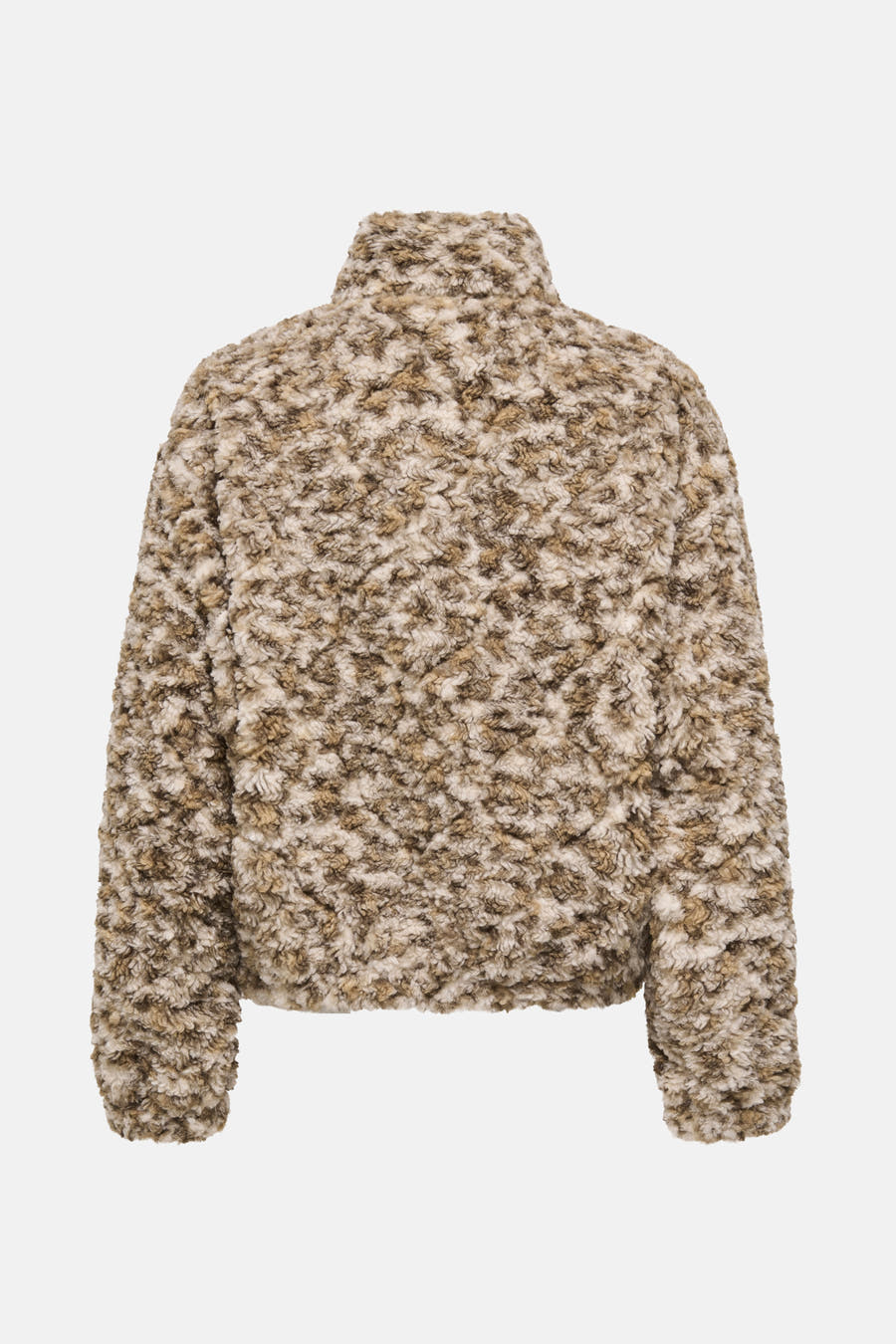 Manteau court beige ONLY, avec un tissu doux et texturé et une haute col.