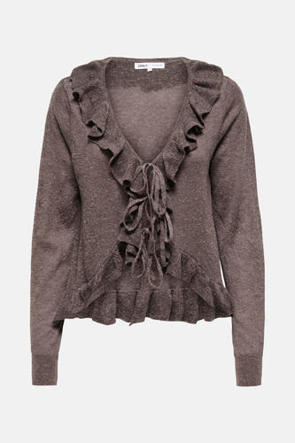 Veste brune ONLY, avec des plis sur la ligne du col et l'ourlet.