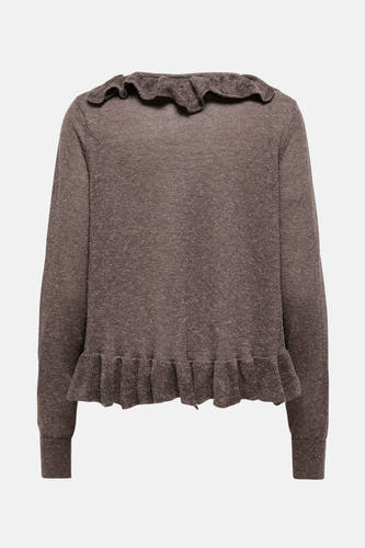 Bruin vest van ONLY, met ruches aan de halslijn en zoom.