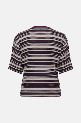 T-shirt multicolore à manches courtes de ONLY, avec des rayures horizontales dans différentes couleurs.