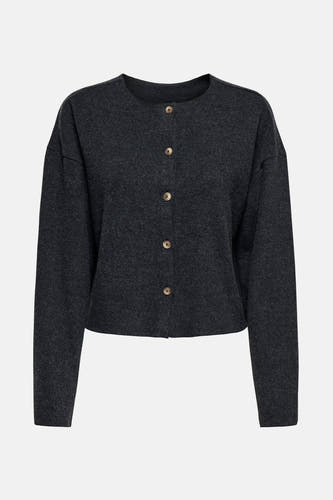 Cardigan gris d'ONLY, avec fermeture à boutons devant et longues manches.