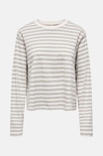 T-shirt rayé gris à manches longues de ONLY, vue arrière sur un fond clair.