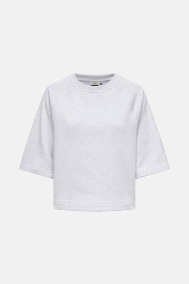 T-shirt gris à manches courtes de ONLY, avec des manches raglan et une texture lisse.