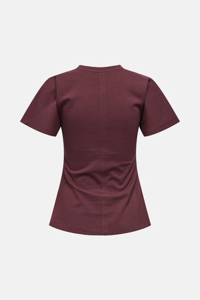 Bordeaux T-shirt met korte mouwen van ONLY, met een rechte achterkant.