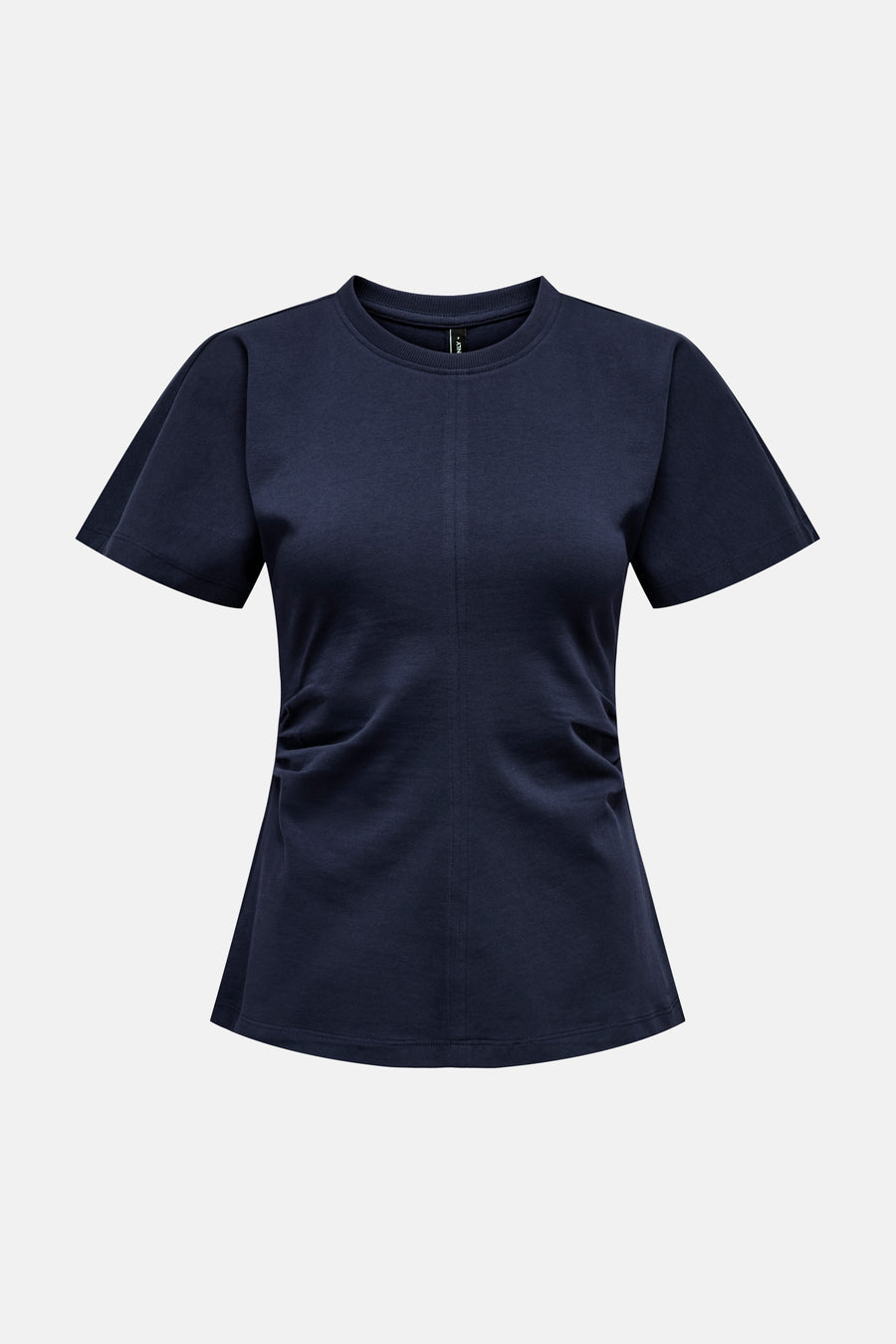 T-shirt bleu à manches courtes de ONLY, avec un détail plié sur le côté et une encolure arrondie.