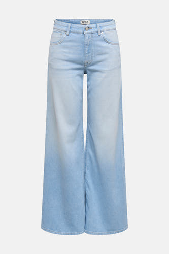 Jean évasé bleu clair ONLY, avec un délavage uni.