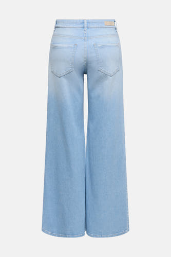 Jean évasé en denim bleu clair ONLY, avec poches arrière et jambes évasées.
