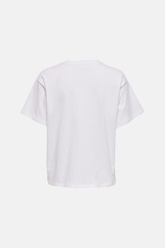 Wit T-shirt met korte mouwen van ONLY, effen en eenvoudig.