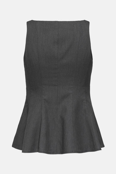 Blouse grise sans manches d'ONLY, dans un style peplum.