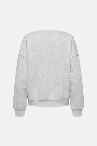 Pull gris à manches longues et col rond de ONLY, vu de dos.