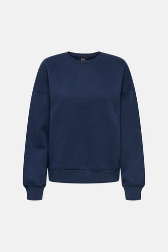 Pull bleu à col rond de ONLY, couleur unie et manches longues.