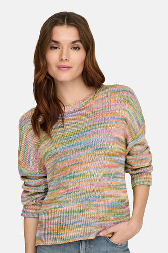 Pull multicolore à col rond de ONLY, avec des rayures horizontales et une coupe décontractée.