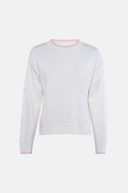 Pull à col rond - blanc