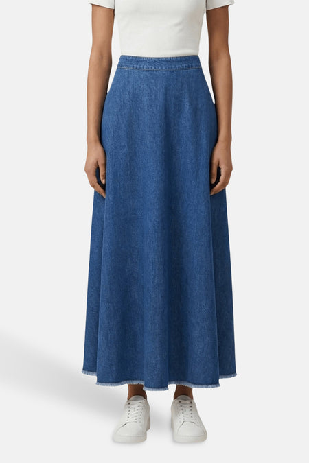 Jupe longue - mid blue denim