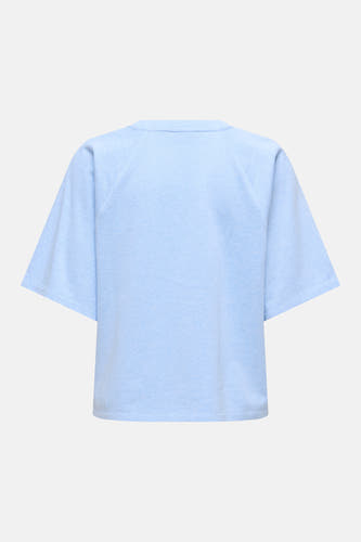 Blauw T-shirt van JDY, met korte mouwen en een effen patroon, gezien van achteren.