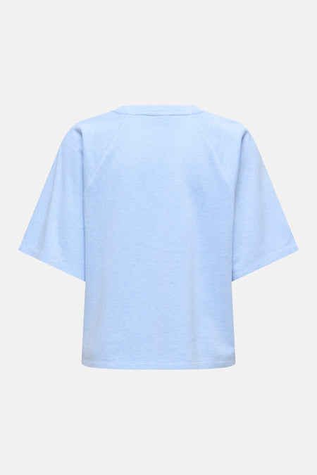 Blauw T-shirt van JDY, met korte mouwen en een effen patroon, gezien van achteren.