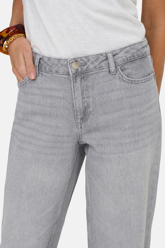 Jean denim droit de couleur gris clair de JDY, avec des poches et une fermeture à glissière.