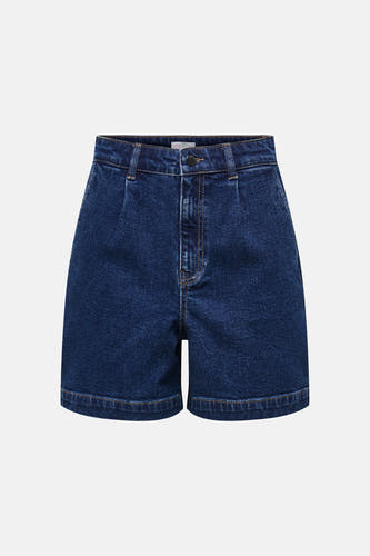 Short en jean bleu marine de JDY, taille haute et ourlet retroussé.