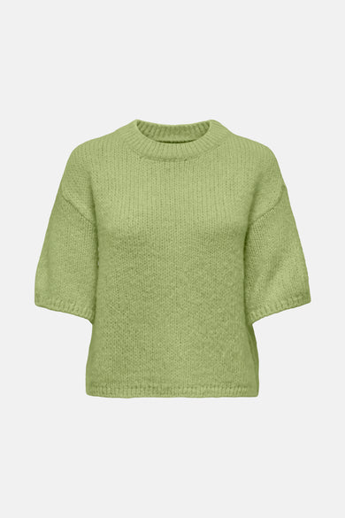T-shirt vert avec col rond de JDY, à manches courtes et en tissu côtelé.