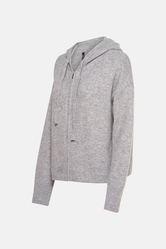 Gilet gris d'ONLY, avec capuche et fermeture éclair.