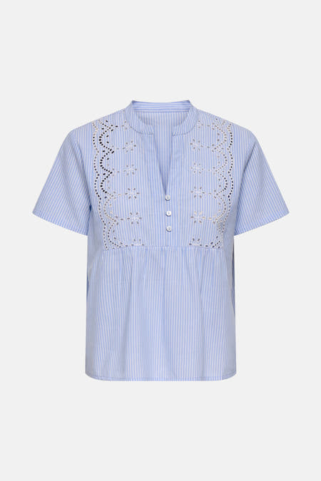 Blouse à rayures bleues avec manches courtes de ONLY, vue sur l'arrière.