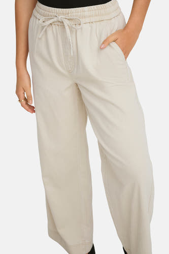 Pantalon écru de ONLY, avec cordon de serrage et poches latérales