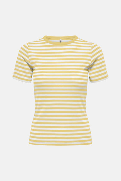 T-shirt jaune à manches courtes de ONLY, avec des rayures horizontales.