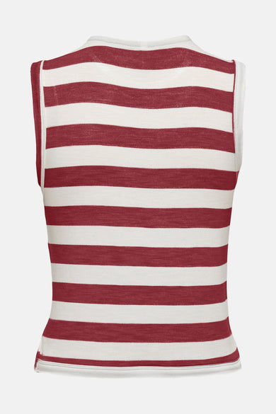 Mouloze top in bordeaux kleur van ONLY, met horizontale strepenpatroon.