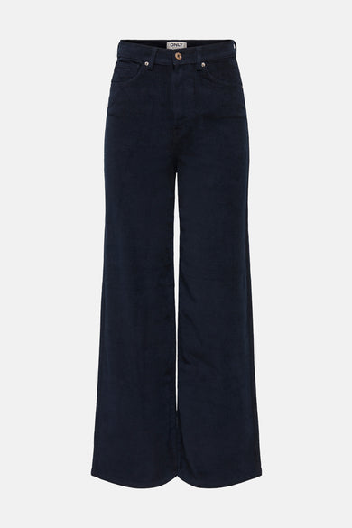 Pantalon de corduroy bleu d'ONLY, avec des poches et des poches larges.