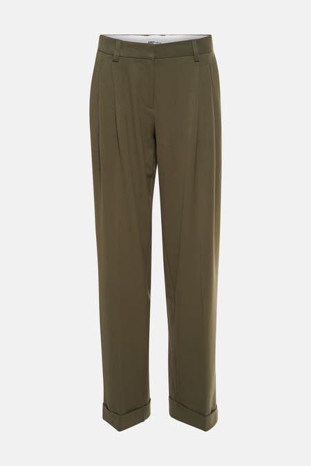 Pantalon vert ONLY tailoring, avec plis et jambes de pantalon relevées.
